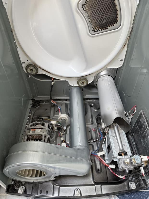 LG dryer internals after deep cleaning and service