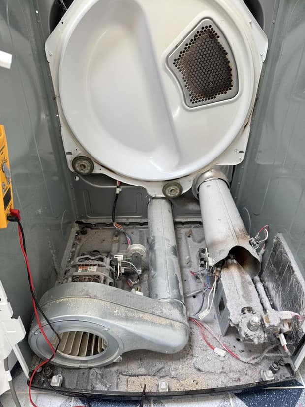LG dryer internals before deep cleaning and service