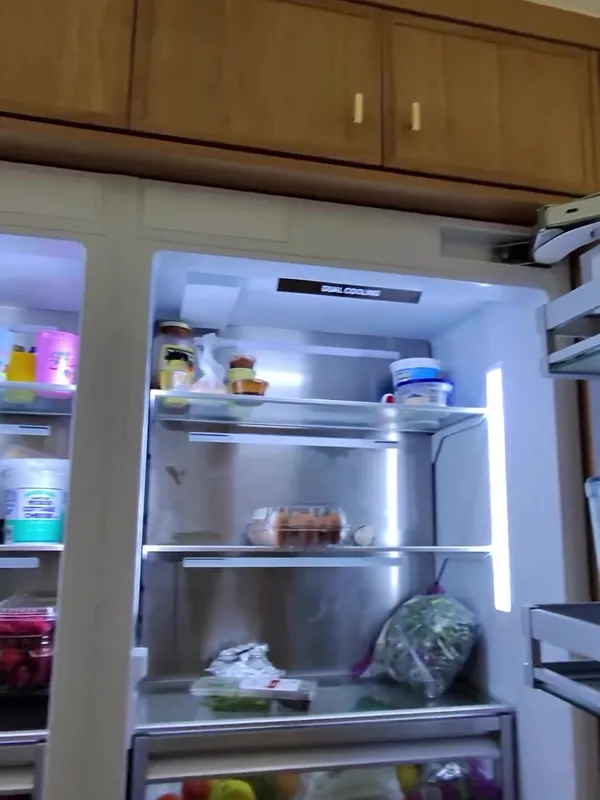 Panel-ready built-in refrigerator open after service